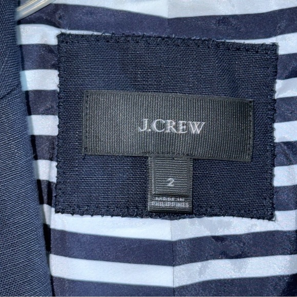 J. Crew Rhodes Navy Blue Blazer 100% Linen Nautical Crest Gold Buttons Size 2 - Picture 11 of 14